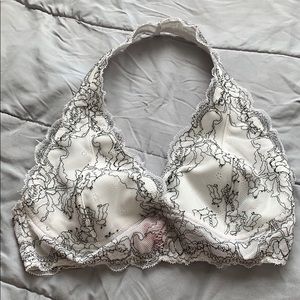 White and black halter bralette